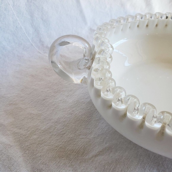 Vintage Fenton Silver Crest Heart Shaped Relish Bowl with Handle 1955-1980 - Picture 3 of 7